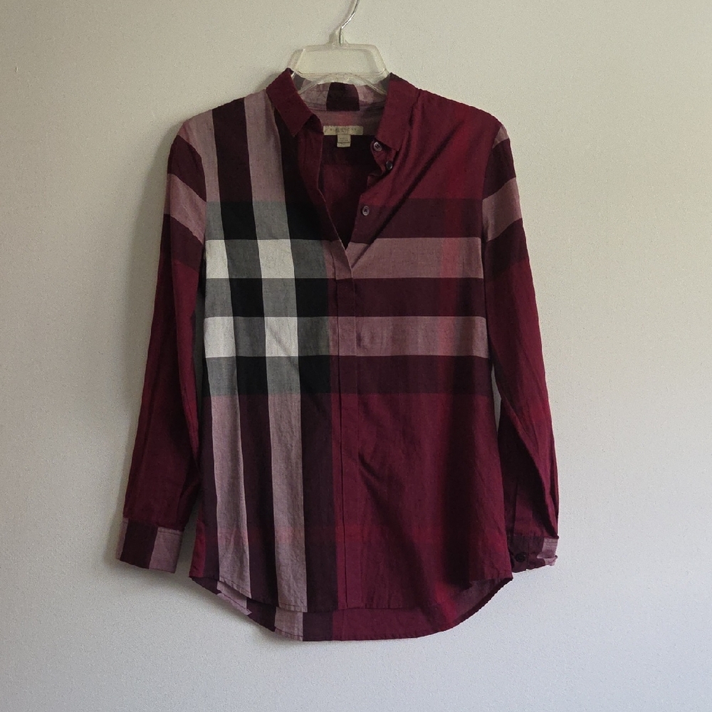 Burberry Men's Red and Black Plaid Shirt